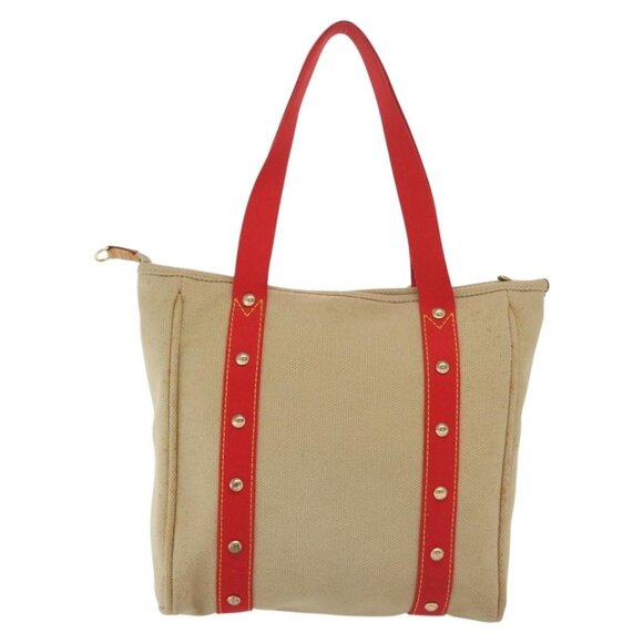 LOUIS VUITTON Antigua Cabas MM Tote Bag Beige Red M40035 LV Auth 137279 - Picture 3 of 16